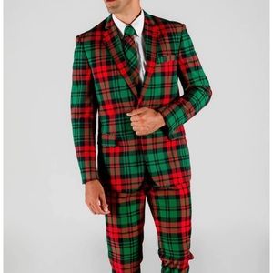 Shinesty Red and Green Plaid Suit